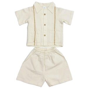 B05-Unknown, 2Y, s/s linen guayabera shirt + short